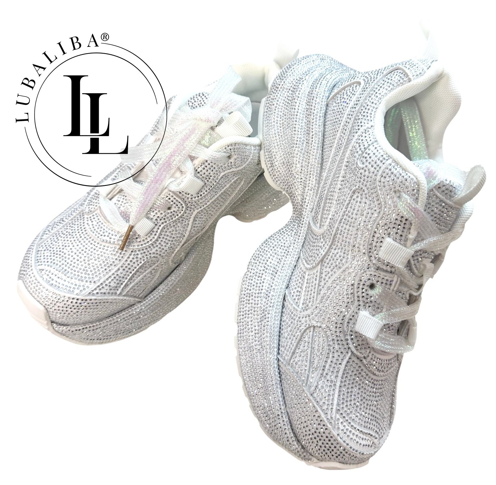 Damen Sneaker mit Glitzer-Effekt – Weiß
